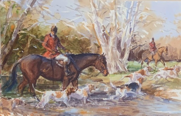 Huntsmen and Hounds, Fording the Stream by Sandra Oppegard