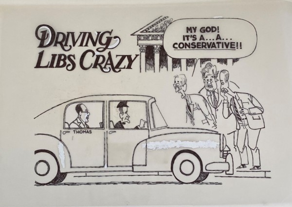 Driving #Libs Crazy (Bush Sr. driving Justice Thomas) by Steve Kelley
