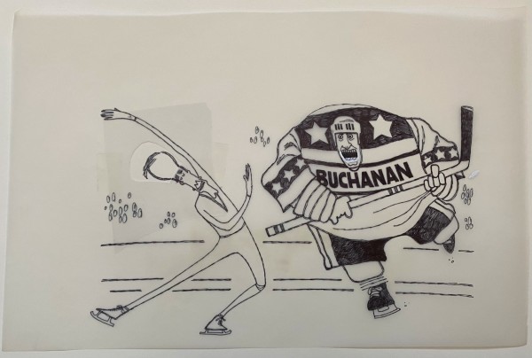 Bush Sr.  on Skates vs Obstructor Buchanan by Steve Kelley