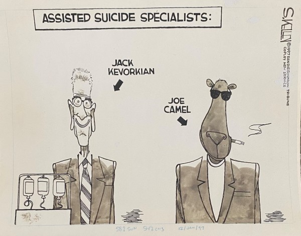 Assisted #Suicide Specialist #Kevorkian and Joe Camel by Steve Kelley
