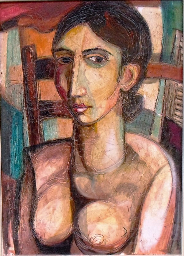 "Donna Seduta" #C54 in ornate Gold-Leaf Frame by Antonio Diego Voci