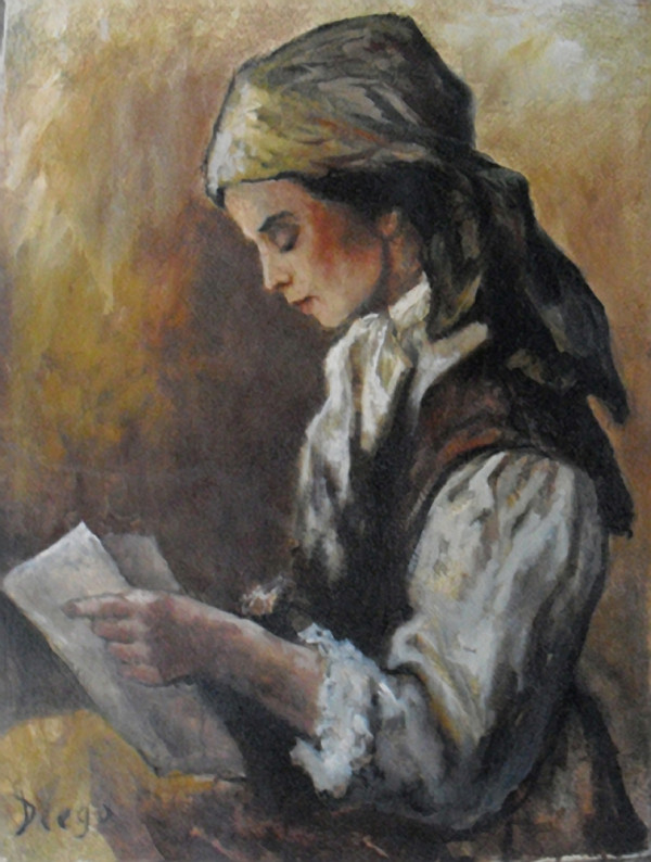 "Girl Reading" C57 by Antonio Diego Voci