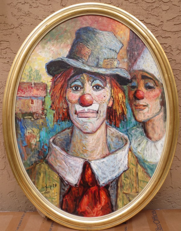"Clown with Hat" #C91 (Oval Frame)by Antonio Diego Voci by Antonio Diego Voci