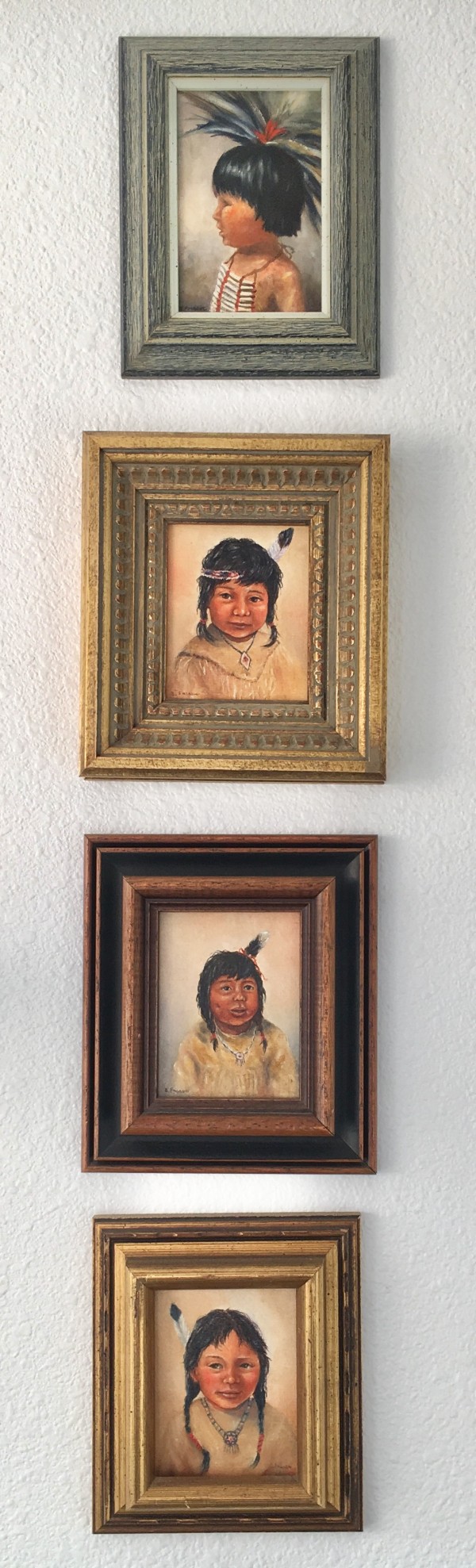 Native American Children (4 mini paintings) by Sandra (Fraser) Dust by Sandra (Fraser) Dust