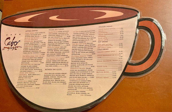 Cafe Cabo Menu by Diana Atwood McCutcheon