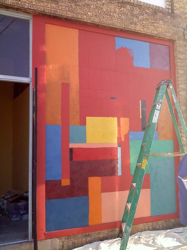 Build a Better Block Community Arts Project, East Waco - in progress by Diana Atwood McCutcheon