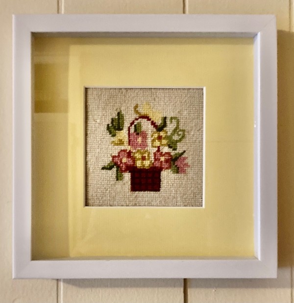 Petit Point Flowers in Basket by Diana Atwood McCutcheon