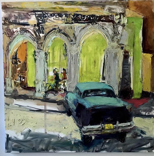 La Vida Cuba - Car in Green Corner by Ana Guzman