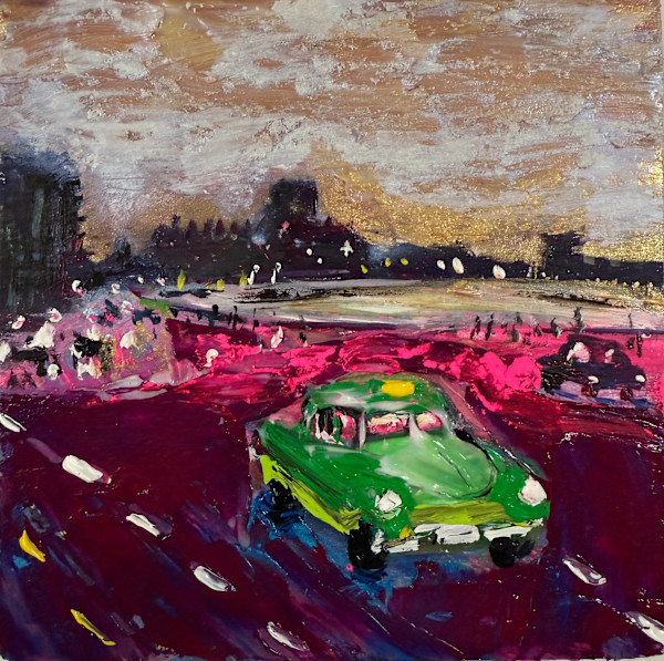 La Vida Cuba: Green Taxi on el Malecón by Ana Guzman