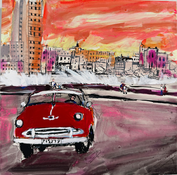 Red car in Sunset by Ana Guzman