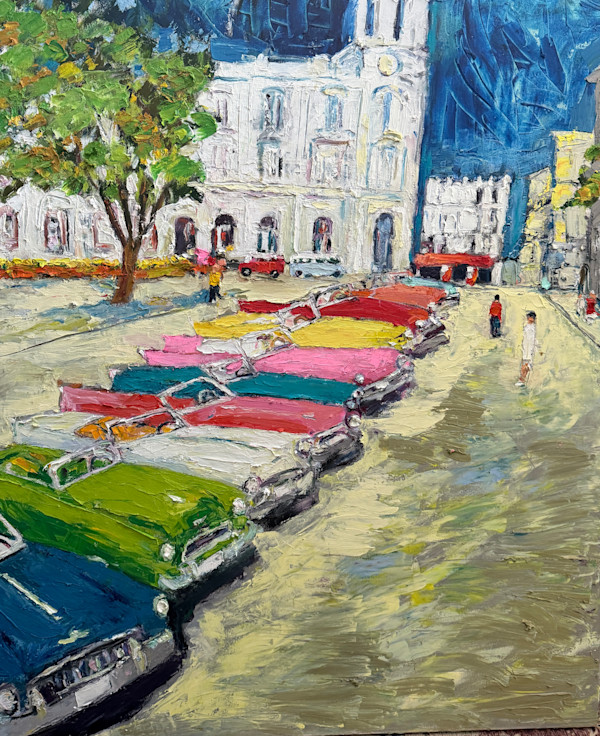 Line of cars in Havana by Ana Guzman