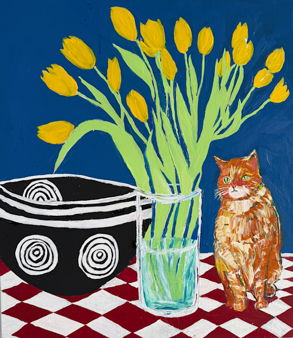 Tulips and Kitty by Ana Guzman