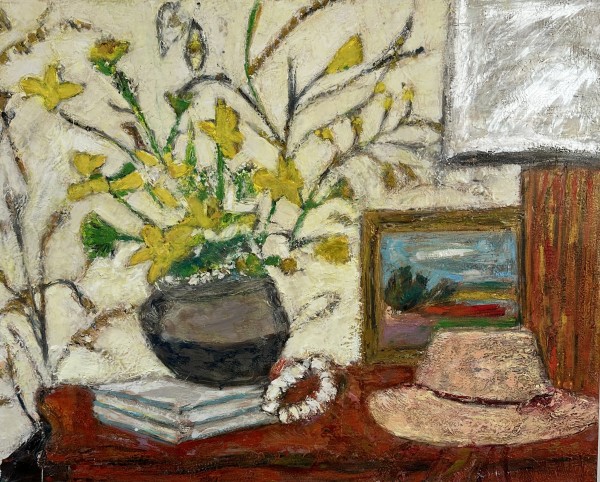 Interior with flowers and hat by Ana Guzman