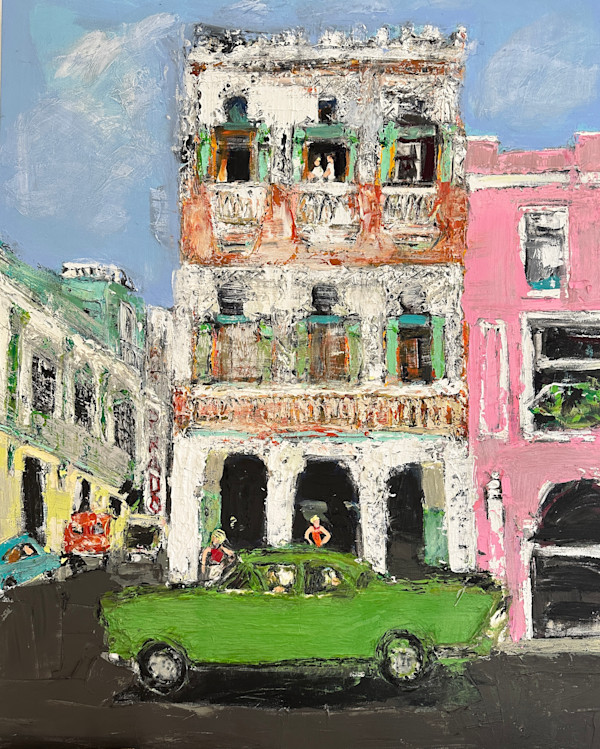 Street corner with Green Car by Ana Guzman