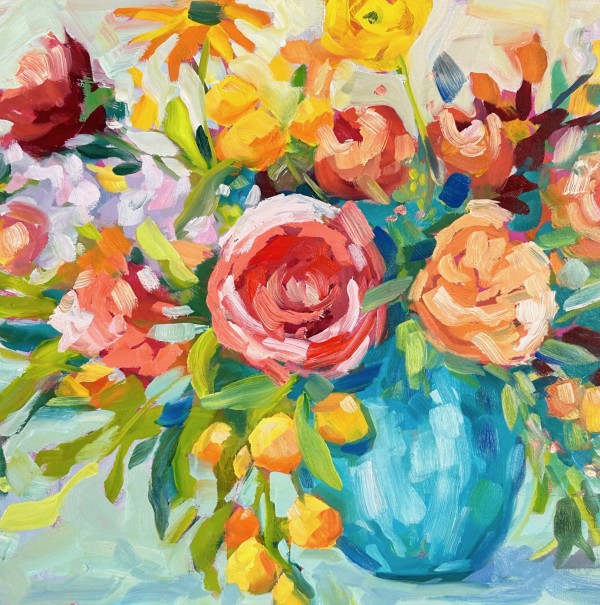 summer sunshine in a blue vase by Clair Bremner