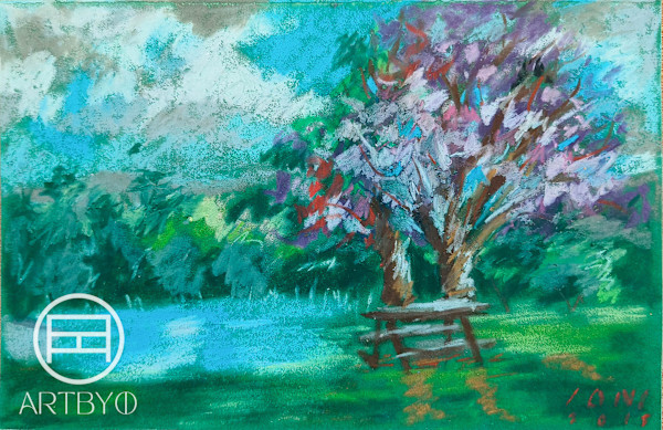 Picnic Under the Pink Tree by ioni mendoza