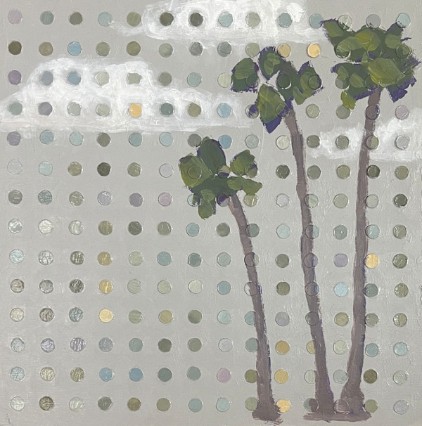 Deep Greens and Blues Three Palm Dot Matrix by Katie Willes