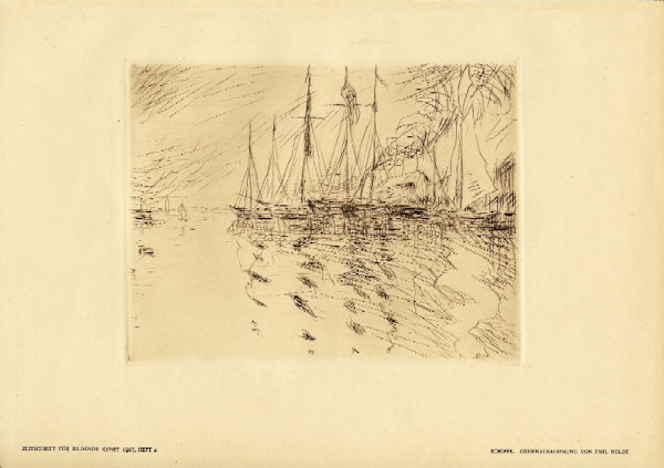 Schiffe im hafen von Flensburg by Emil Nolde, Image 1.