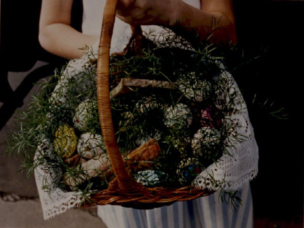 Swienconka: St John Kanty, Girl in white dress holding basket by Marion Faller