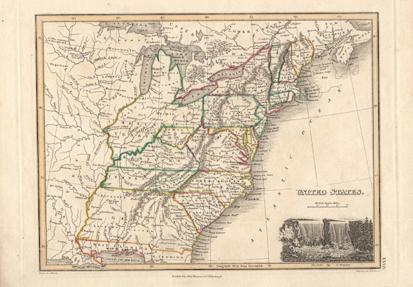 "The Falls of Niagara"  Vignette inset on James Wyld's map, "United States" by after C. Metz
