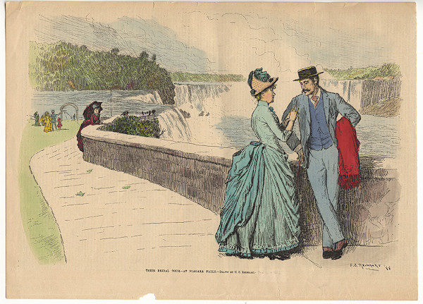 Their Bridal Tour - At Niagara Falls - Drawn by CS Reinhart by Charles Stanley Reinhart, Image 2.
