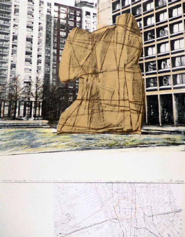 Wrapped Sylvette Project for Washington Square Village by Christo