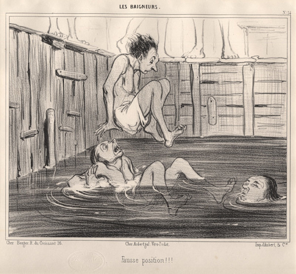 Plate #14 of LesBaigneurs (TheSwimmers) by Honore Daumier