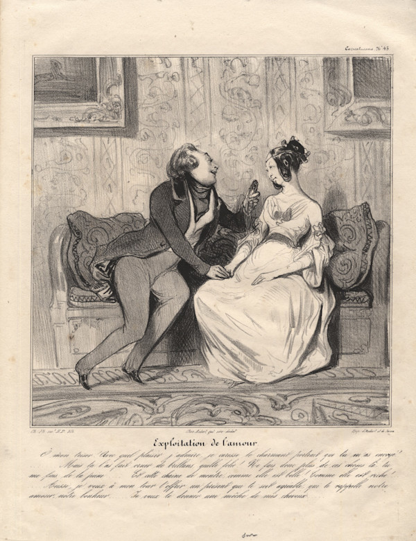 Plate #45,Exploitation ofLove from theCaricatureseries by Honore Daumier