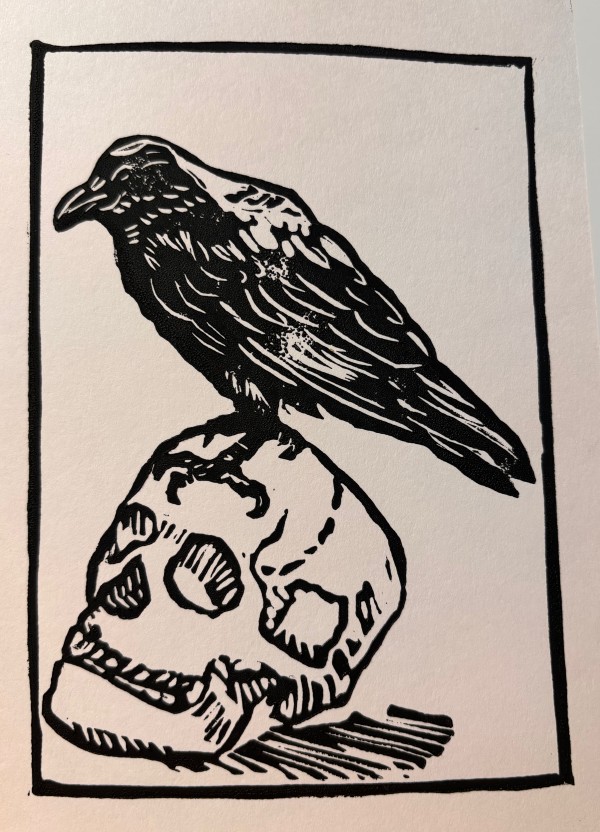 Raven on skull by Chantal