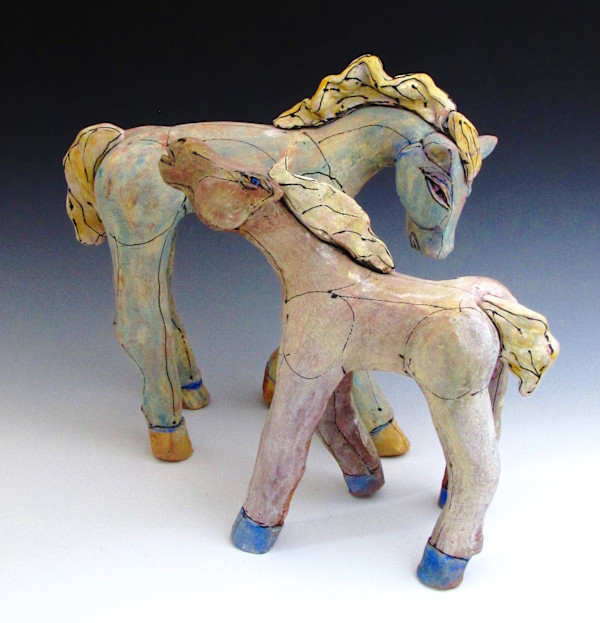 Horses Standing in the Rainbow (pair)/SOLD by Blue Fire MacMahon