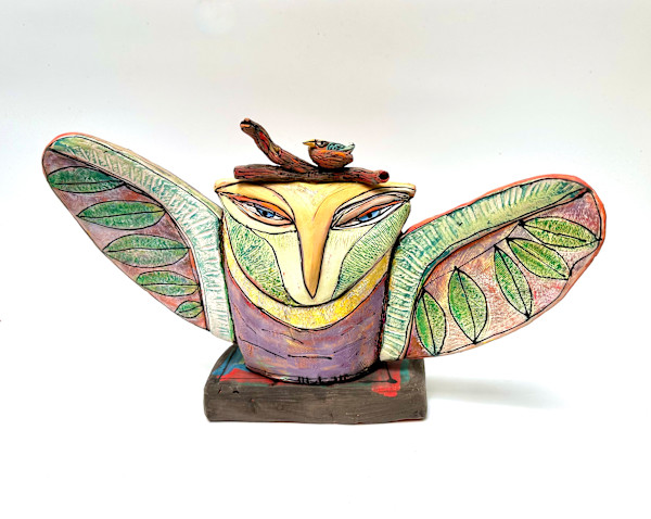 Owl art sculpture, center piece. by Blue Fire MacMahon
