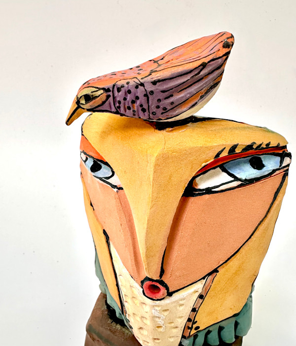 "Owl Person Singing to the Beauty Bird" by Blue Fire MacMahon