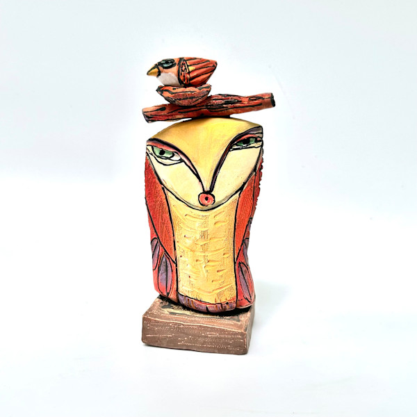 "Owl Person Singing to Her Bird Bonnet" by Blue Fire MacMahon