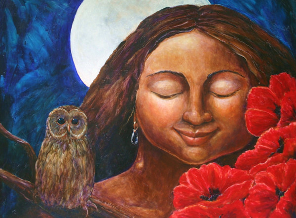 Moon with Flowers by Deborah Johnson
