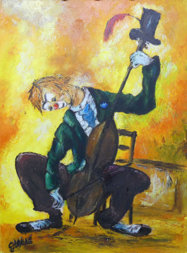 Clown playing violin by Gerard