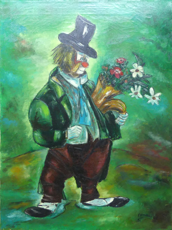 Clown with bouquet