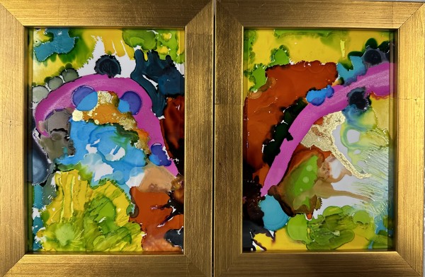 Kaleidoscopic Splendor 3,4 diptych (framed) by Bonnie Levinson