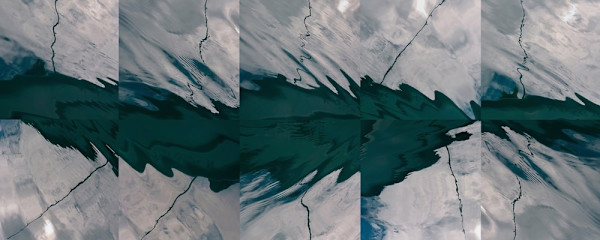 The Fragmented Sea of Alaska Pole triptych by Bonnie Levinson, Image 1.