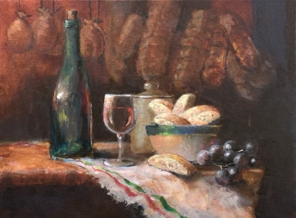 Biscotti, grapes and salami by Ed Penniman