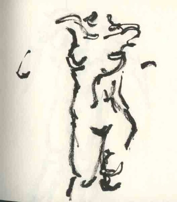 Nude Female Torso Brushed Gesture by N. Solomon Whitaker H.