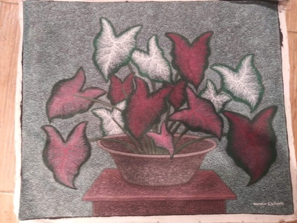 PINK WHITE RED FLOWERS  (UNFRAMED) by AMERLIN DELINOIS