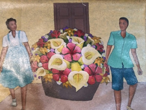 CARRYING LARGE FLOWERS  (UNFRAMED) by AMERLIN DELINOIS, Image 1.