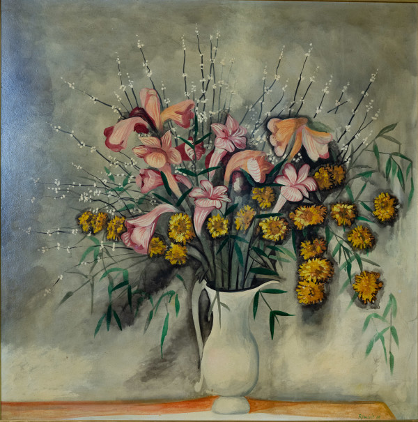 YELLOW  FLOWERS IN VASE, Image 1.