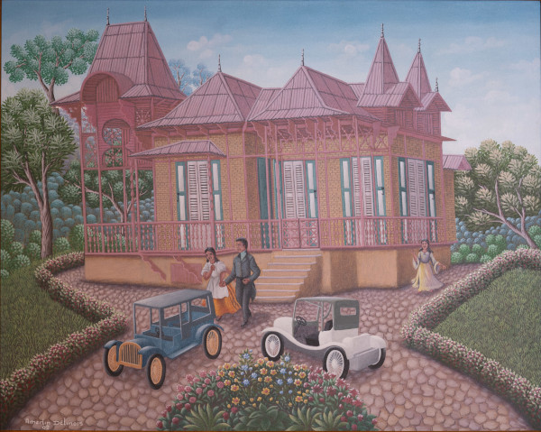 VIOLET COLORED GINGERBEAD HOUSE* by AMERLIN DELINOIS, Image 1.