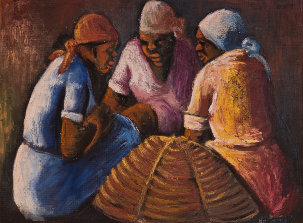 THREE HAITIAN LADIES HUDLED