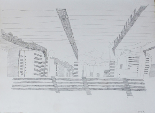 Rooftop rails sketch by Natalya
