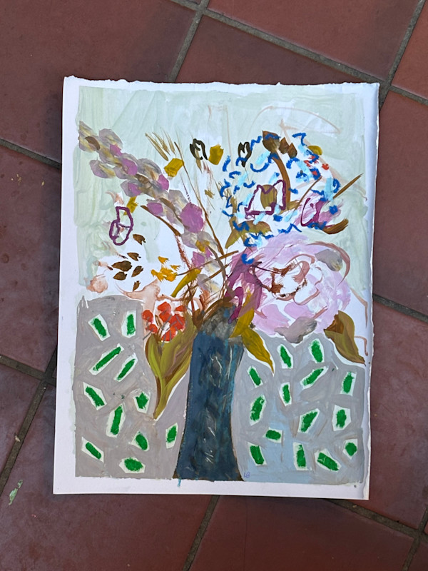 Animated Bouquet with Green Pattern by Lesley Birch