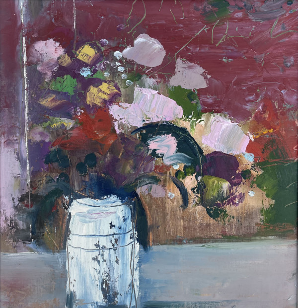 Bouquet in a White Pot by Lesley Birch