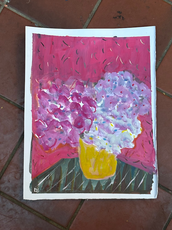 Hydrangeas with Pink by Lesley Birch