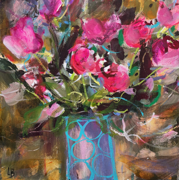 Roses in a Circle Vase by Lesley Birch